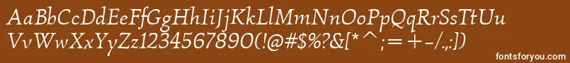 KallosItcBookItalic Font – White Fonts on Brown Background