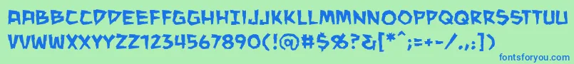 ManeaterbbReg Font – Blue Fonts on Green Background