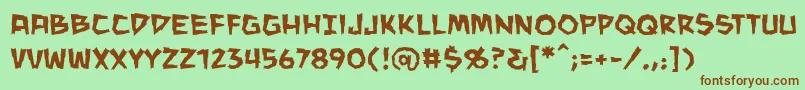 ManeaterbbReg-Schriftart – Braune Schriften auf grünem Hintergrund