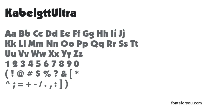 A fonte KabelgttUltra – alfabeto, números, caracteres especiais