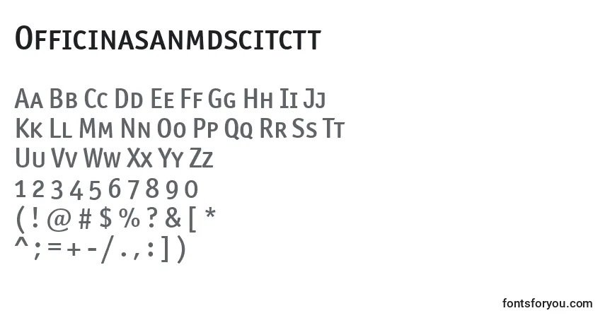 A fonte Officinasanmdscitctt – alfabeto, números, caracteres especiais