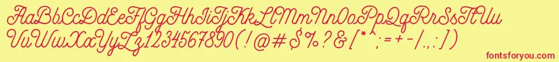 MadeGoodtimeScriptPersonalUse Font – Red Fonts on Yellow Background