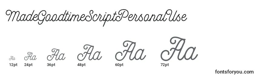 MadeGoodtimeScriptPersonalUse Font Sizes