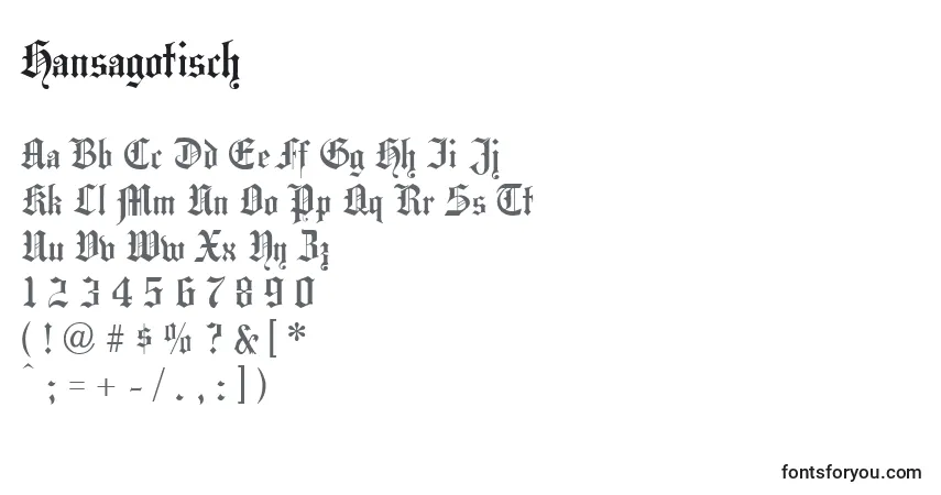 Schriftart Hansagotisch – Alphabet, Zahlen, spezielle Symbole