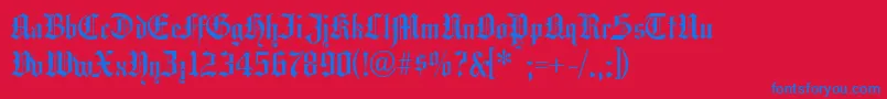 フォントHansagotisch – 赤い背景に青い文字