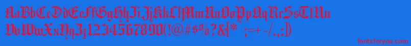 Hansagotisch Font – Red Fonts on Blue Background