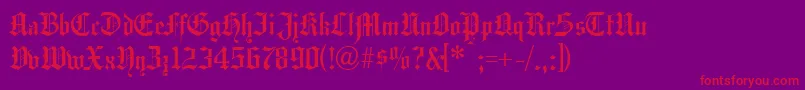 Hansagotisch-Schriftart – Rote Schriften auf violettem Hintergrund