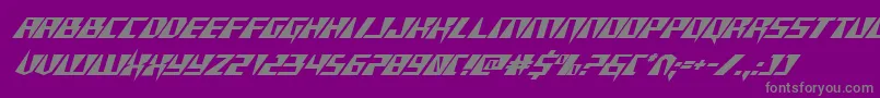 フォントXracerital – 紫の背景に灰色の文字