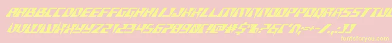 Xracerital-Schriftart – Gelbe Schriften auf rosa Hintergrund