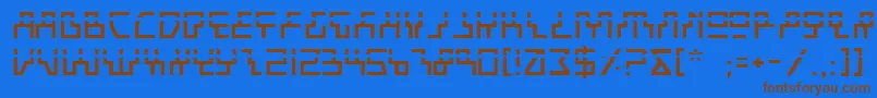 フォントBeaml – 茶色の文字が青い背景にあります。