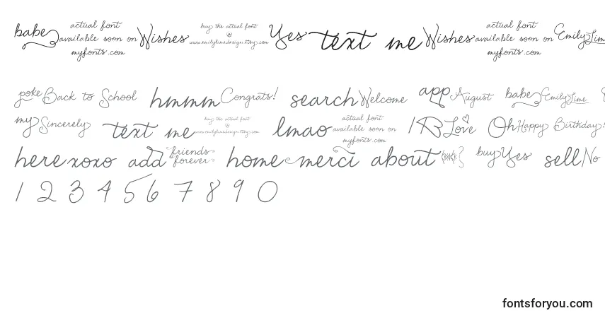 Schriftart EmilyLimeWords (43064) – Alphabet, Zahlen, spezielle Symbole