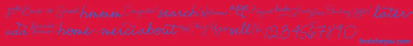 EmilyLimeWords-Schriftart – Blaue Schriften auf rotem Hintergrund