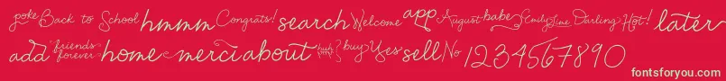 EmilyLimeWords-Schriftart – Grüne Schriften auf rotem Hintergrund