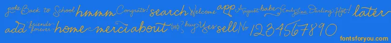 EmilyLimeWords Font – Orange Fonts on Blue Background
