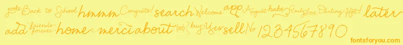 Fonte EmilyLimeWords – fontes laranjas em um fundo amarelo