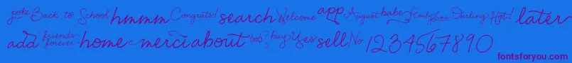 EmilyLimeWords Font – Purple Fonts on Blue Background