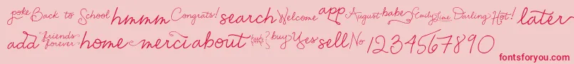 More about EmilyLimeWords Font EmilyLimeWords Font – Red Fonts on Pink Background