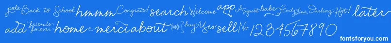 EmilyLimeWords Font – White Fonts on Blue Background