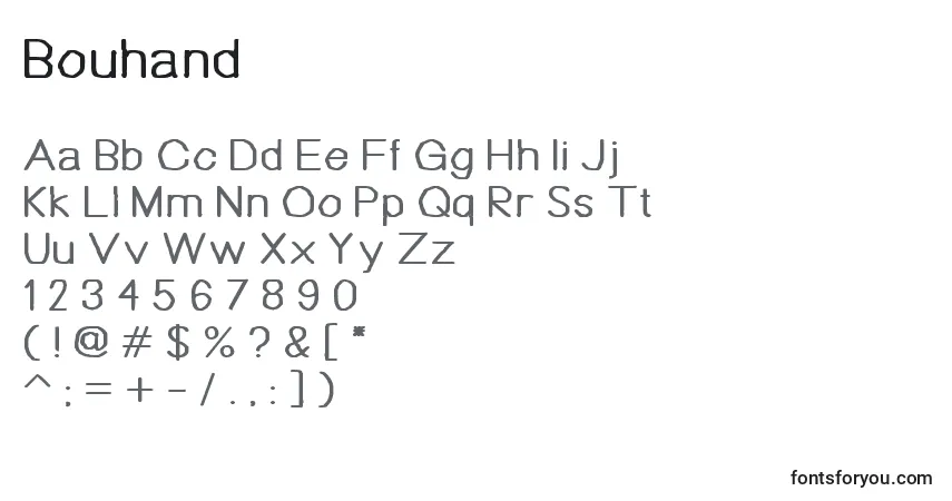 Schriftart Bouhand – Alphabet, Zahlen, spezielle Symbole