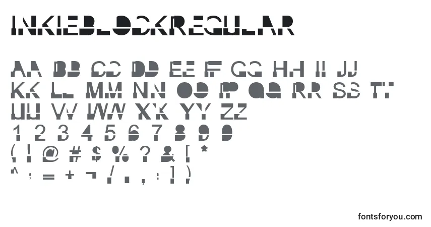 Police InkieblockRegular - Alphabet, Chiffres, Caractères Spéciaux