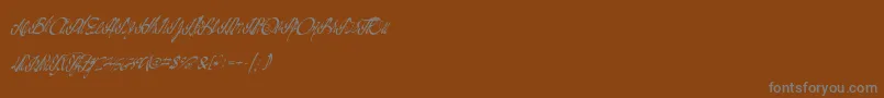 Weitere Informationen zur Californiadelights-Schriftart Californiadelights-Schriftart – Graue Schriften auf braunem Hintergrund