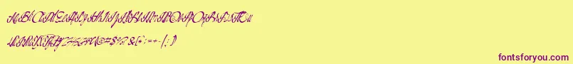 Weitere Informationen zur Californiadelights-Schriftart Californiadelights-Schriftart – Violette Schriften auf gelbem Hintergrund