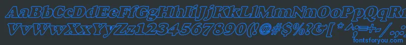 AlexussHeavyHollowWBiBoldItalic Font – Blue Fonts on Black Background