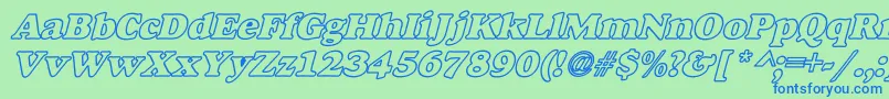 AlexussHeavyHollowWBiBoldItalic Font – Blue Fonts on Green Background