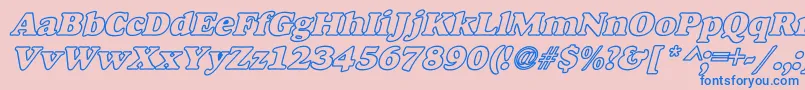 AlexussHeavyHollowWBiBoldItalic Font – Blue Fonts on Pink Background