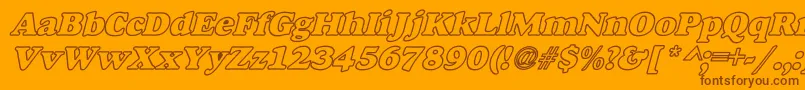 AlexussHeavyHollowWBiBoldItalic Font – Brown Fonts on Orange Background