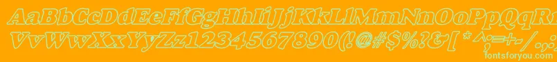 AlexussHeavyHollowWBiBoldItalic Font – Green Fonts on Orange Background