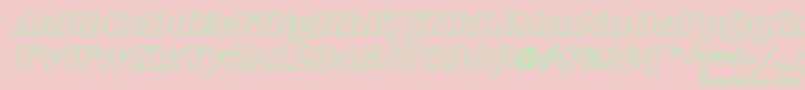 AlexussHeavyHollowWBiBoldItalic Font – Green Fonts on Pink Background