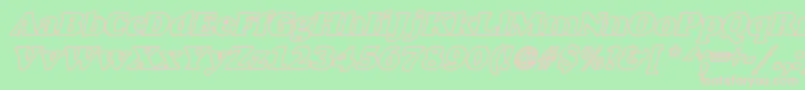 AlexussHeavyHollowWBiBoldItalic Font – Pink Fonts on Green Background