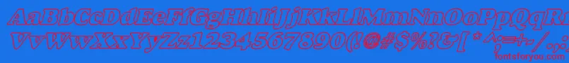 AlexussHeavyHollowWBiBoldItalic Font – Red Fonts on Blue Background