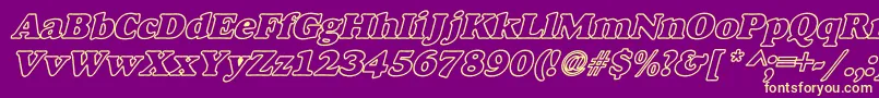 AlexussHeavyHollowWBiBoldItalic Font – Yellow Fonts on Purple Background