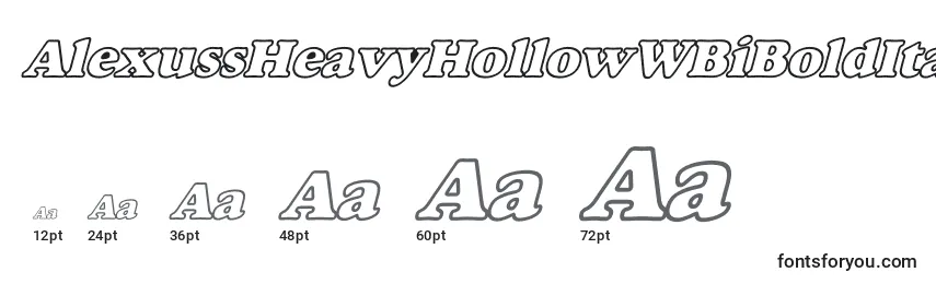 AlexussHeavyHollowWBiBoldItalic Font Sizes