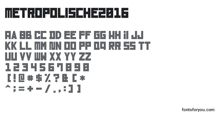 Czcionka Metropolische2016 – alfabet, cyfry, specjalne znaki