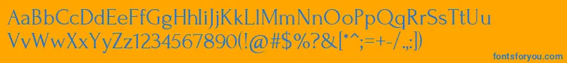 ForumRegular Font – Blue Fonts on Orange Background