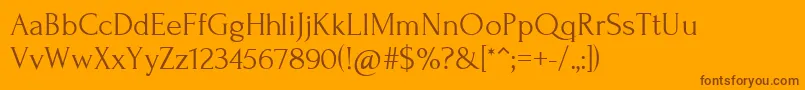 フォントForumRegular – オレンジの背景に茶色のフォント