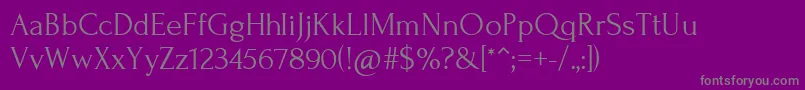 Fonte ForumRegular – fontes cinzas em um fundo violeta