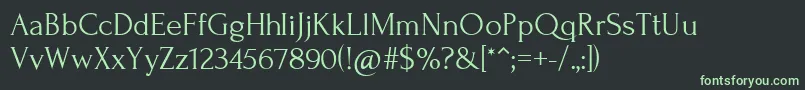 フォントForumRegular – 黒い背景に緑の文字