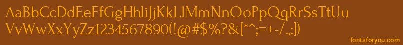 ForumRegular Font – Orange Fonts on Brown Background