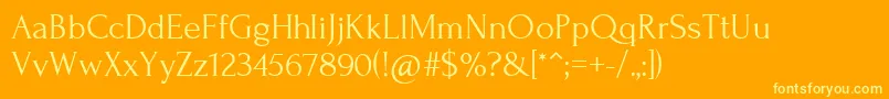 Więcej informacji o czcionce ForumRegular Czcionka ForumRegular – żółte czcionki na pomarańczowym tle