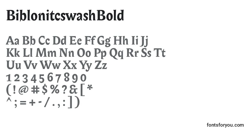 A fonte BiblonitcswashBold – alfabeto, números, caracteres especiais