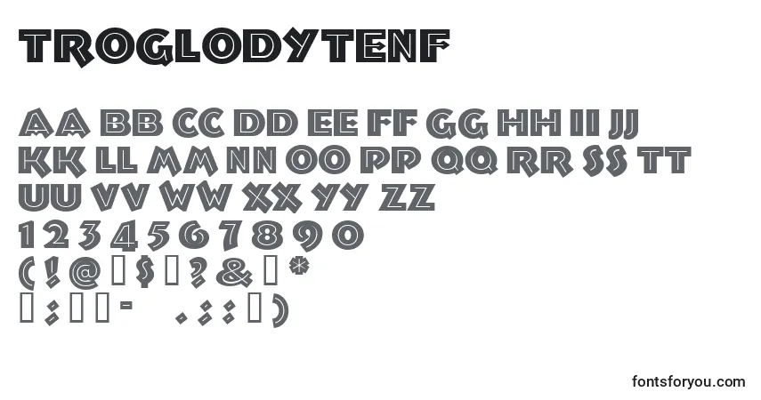 Czcionka Troglodytenf (43072) – alfabet, cyfry, specjalne znaki
