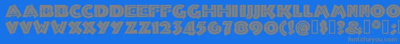 フォントTroglodytenf – 青い背景に灰色の文字