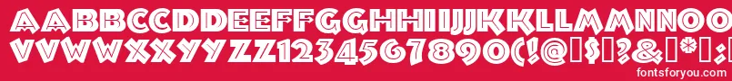 フォントTroglodytenf – 赤い背景に白い文字