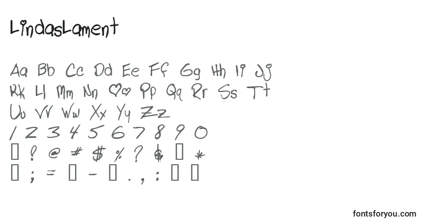 Czcionka LindasLament – alfabet, cyfry, specjalne znaki