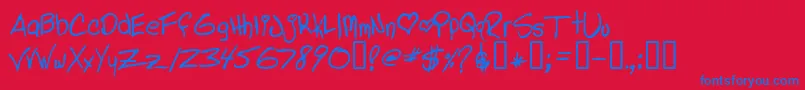 フォントLindasLament – 赤い背景に青い文字