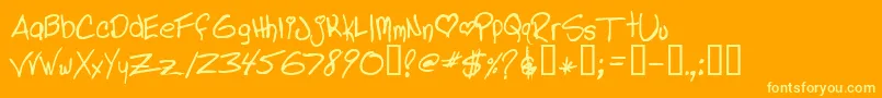 フォントLindasLament – オレンジの背景に黄色の文字